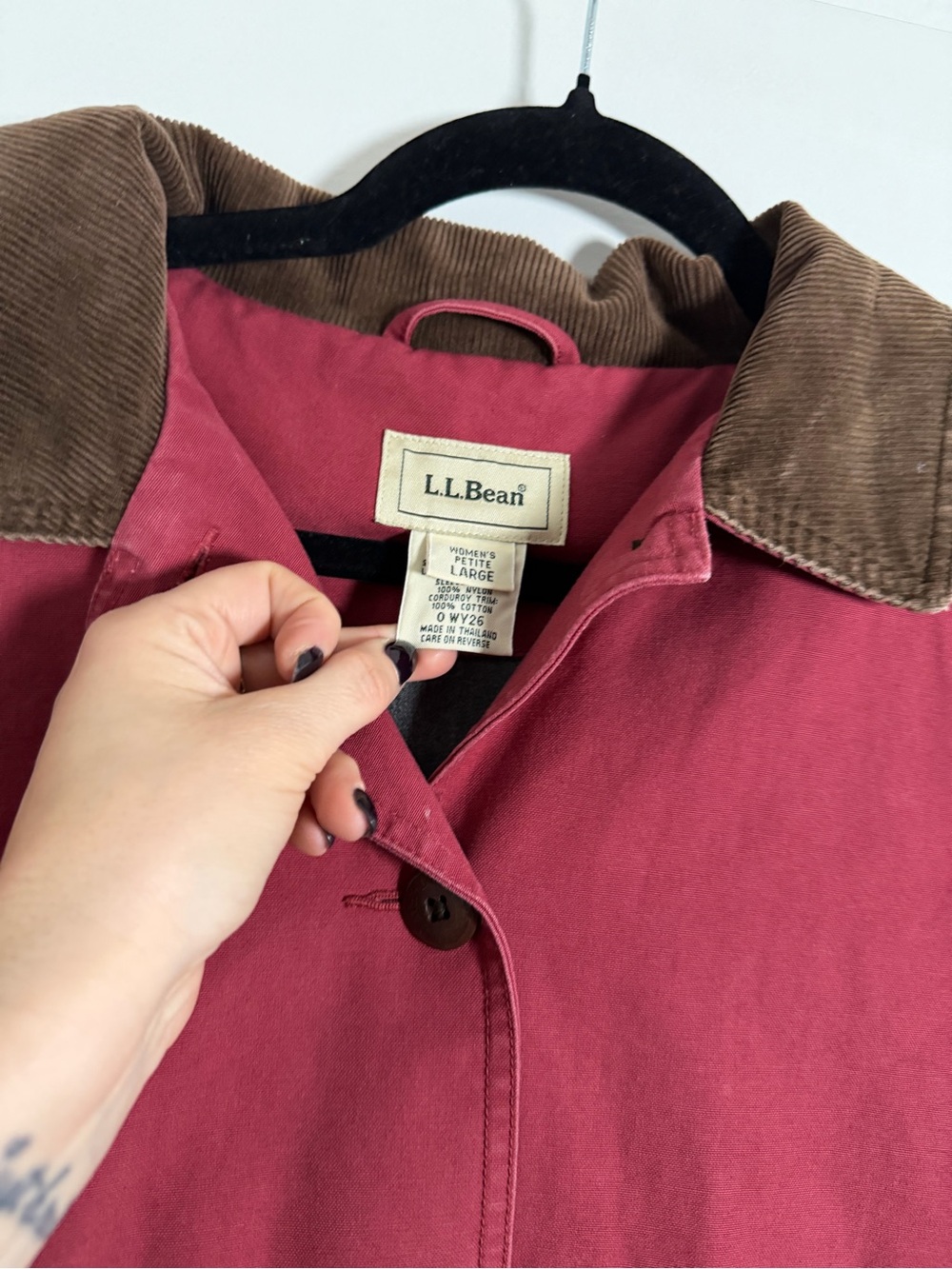L.L.Bean Women’s Petite Large Barn Chore Jacket Corduroy Collar Red - Picture 3 of 8
